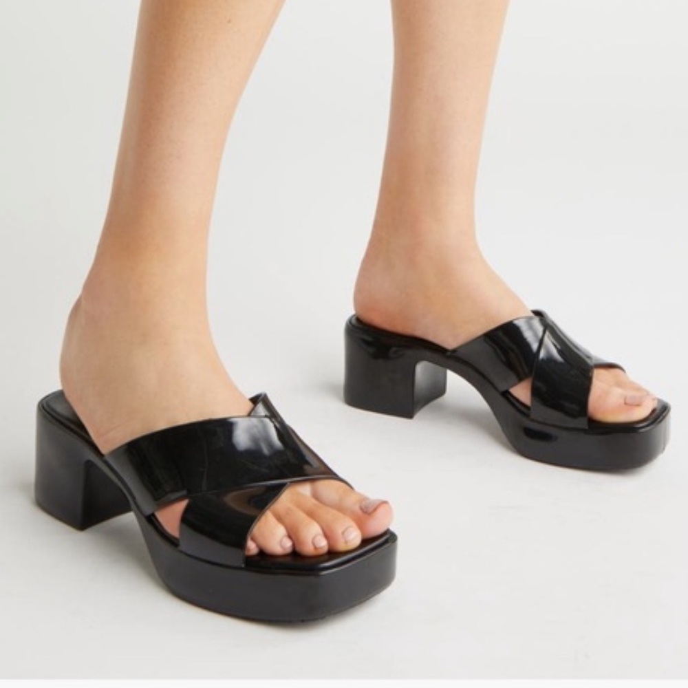 Jeffrey Campbell Black Platform Slides NEW